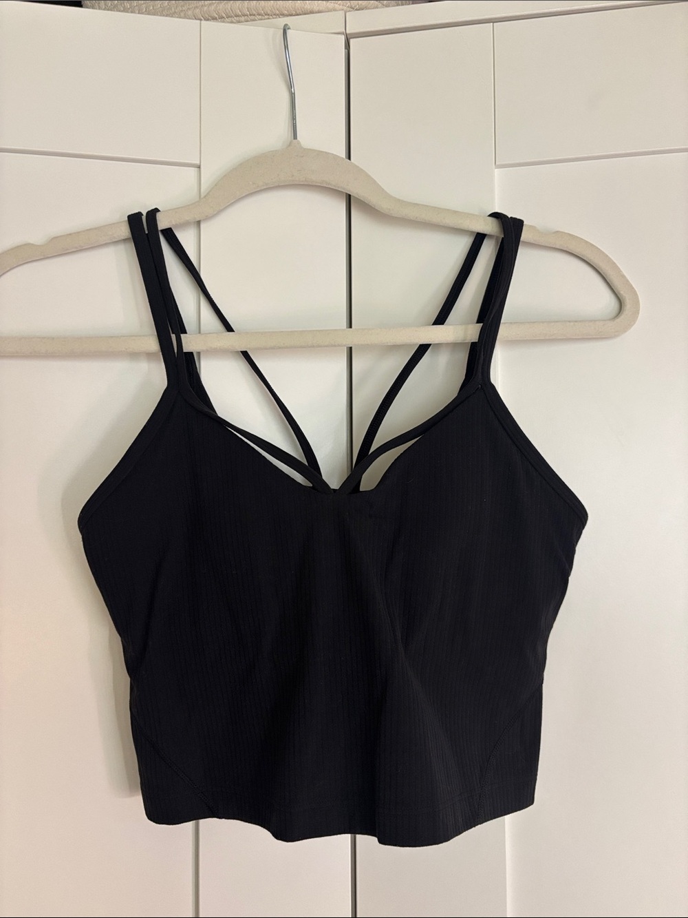 lululemon black strappy ribbed cropped tank
